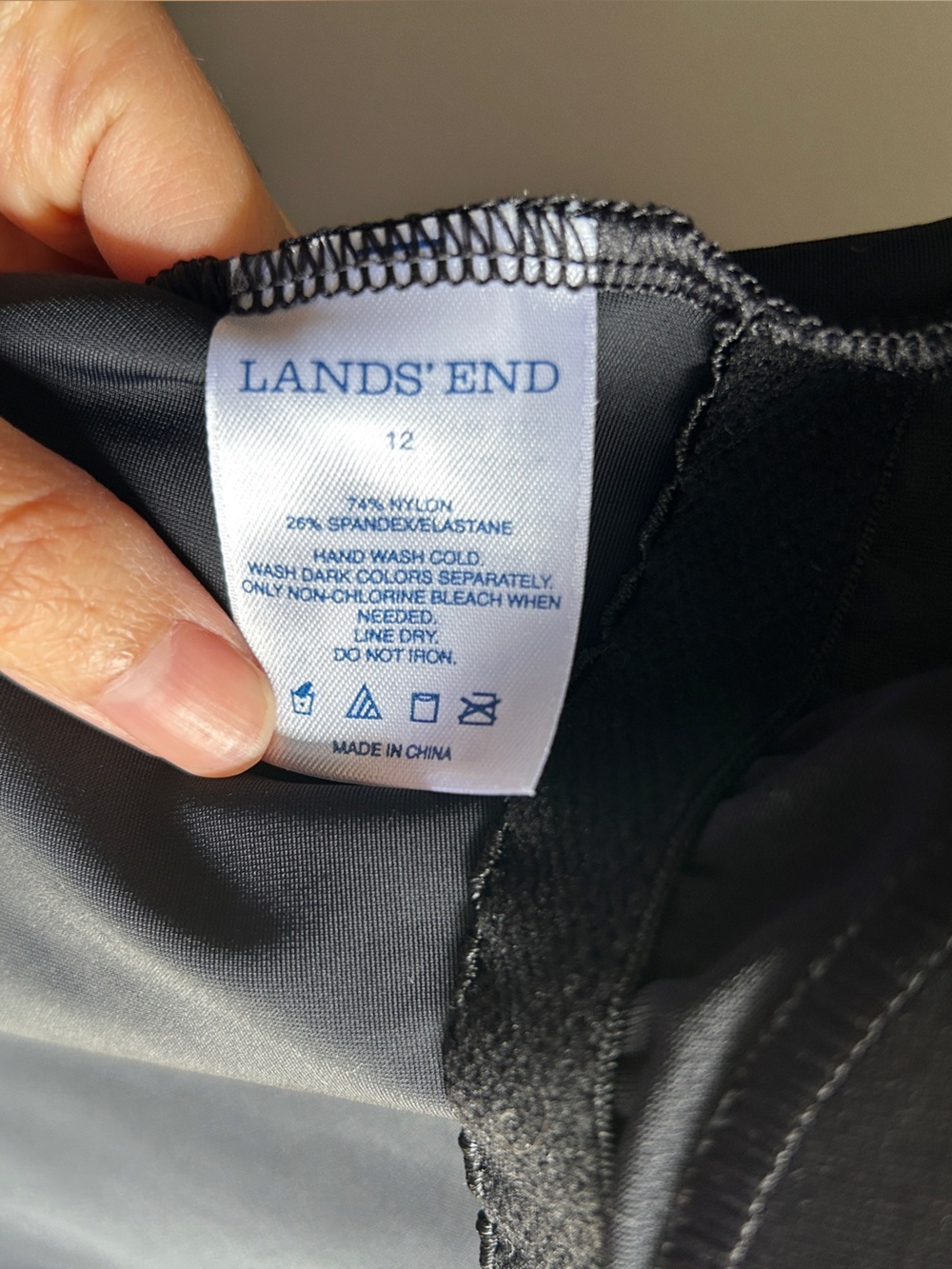 Lands' End One Piece Swimsuit Women Size 12 Black Monochrome - Picture 7 of 8